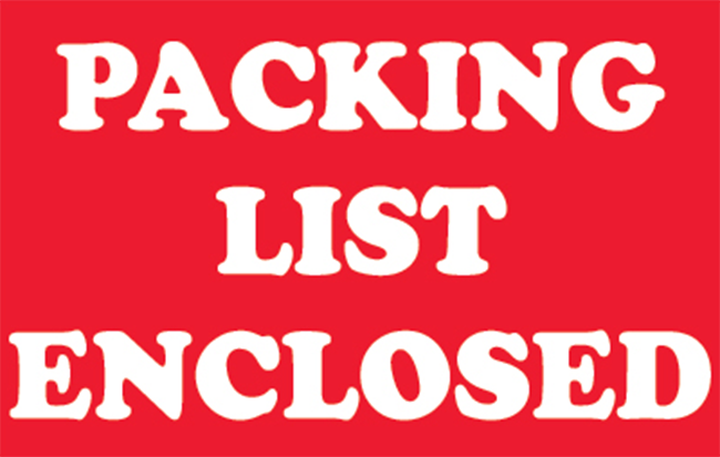 2x3 Packing List Enclosed Labels