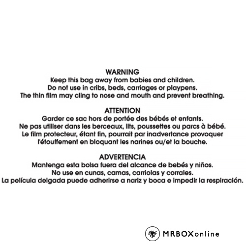 3x5 Suffocation Warning Keep this Bag Away Label