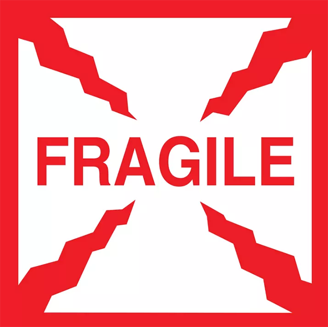 4x4 Fragile English Labels