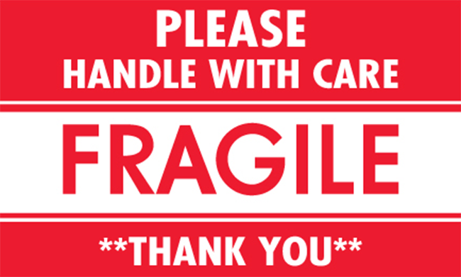 3x5 Fragile Handle With Care Thank You